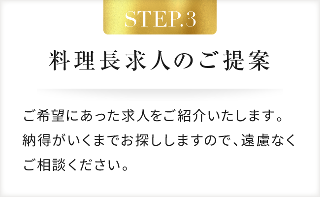 STEP.3 料理長求人のご提案